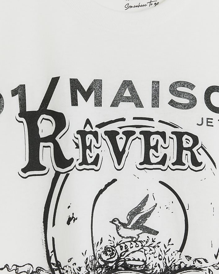 לבוש River Island חולצה גרפית לבן נשים BDZ4083955