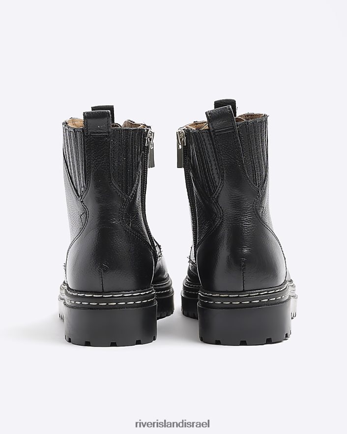 הַנעָלָה River Island מגפי שרוכים מעור שָׁחוֹר נשים BDZ4083957