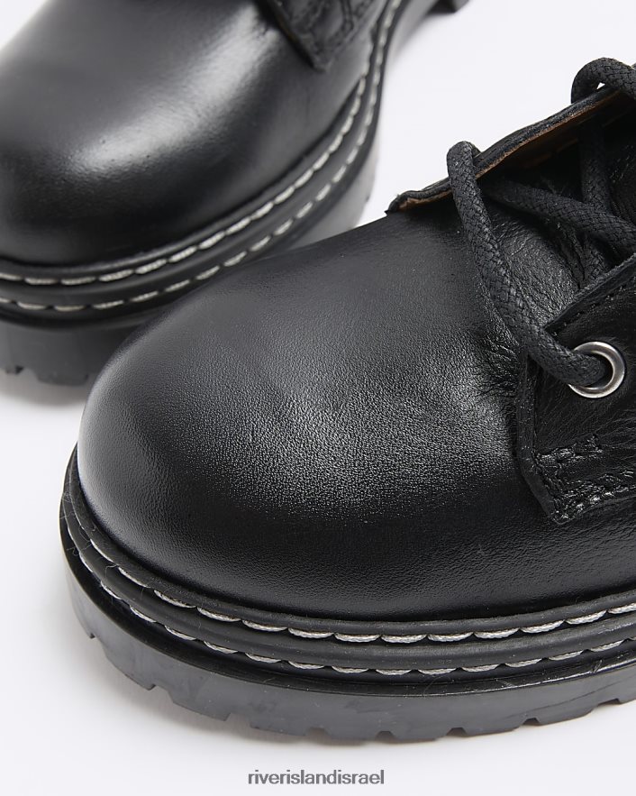הַנעָלָה River Island מגפי שרוכים מעור שָׁחוֹר נשים BDZ4083957