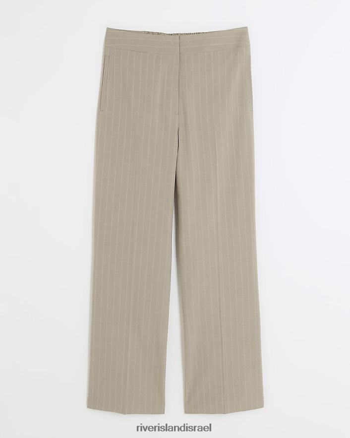 לבוש River Island מכנסיים ישרים בפס בז' נשים BDZ4083965