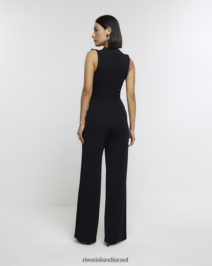 לבוש River Island סרבל סרגל רחב שָׁחוֹר נשים BDZ4083968