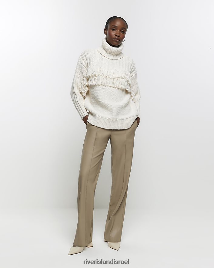 לבוש River Island מגשר שוליים סרוג קרם נשים BDZ408396