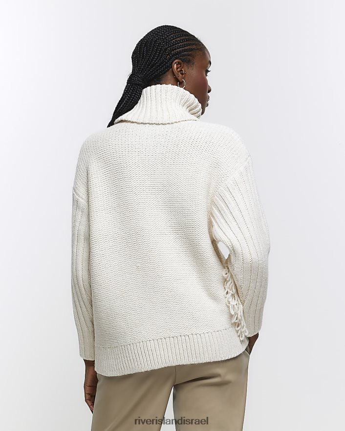 לבוש River Island מגשר שוליים סרוג קרם נשים BDZ408396