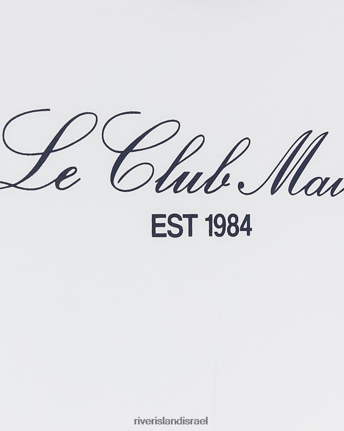 לבוש River Island חולצה גרפית לבן נשים BDZ4083973