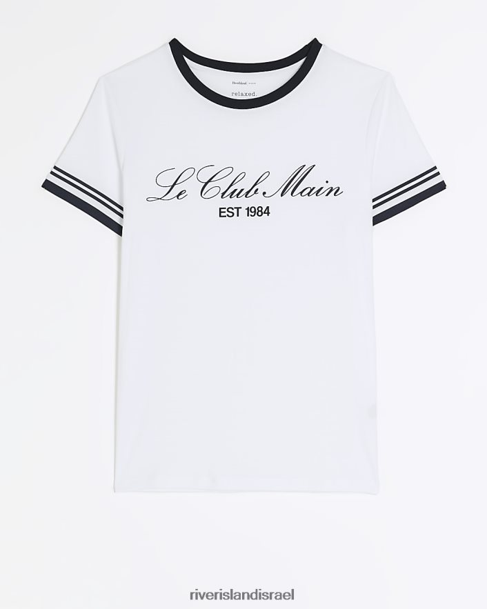 לבוש River Island חולצה גרפית לבן נשים BDZ4083973