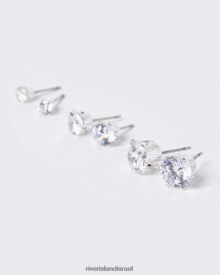 אביזרים River Island עגילי יהלומים צמודים במארז כסף נשים BDZ4083974