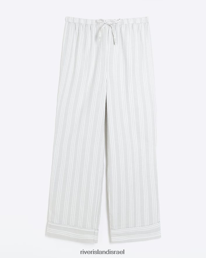 לבוש River Island מכנסי פיג'מה פסים אפור נשים BDZ4083975