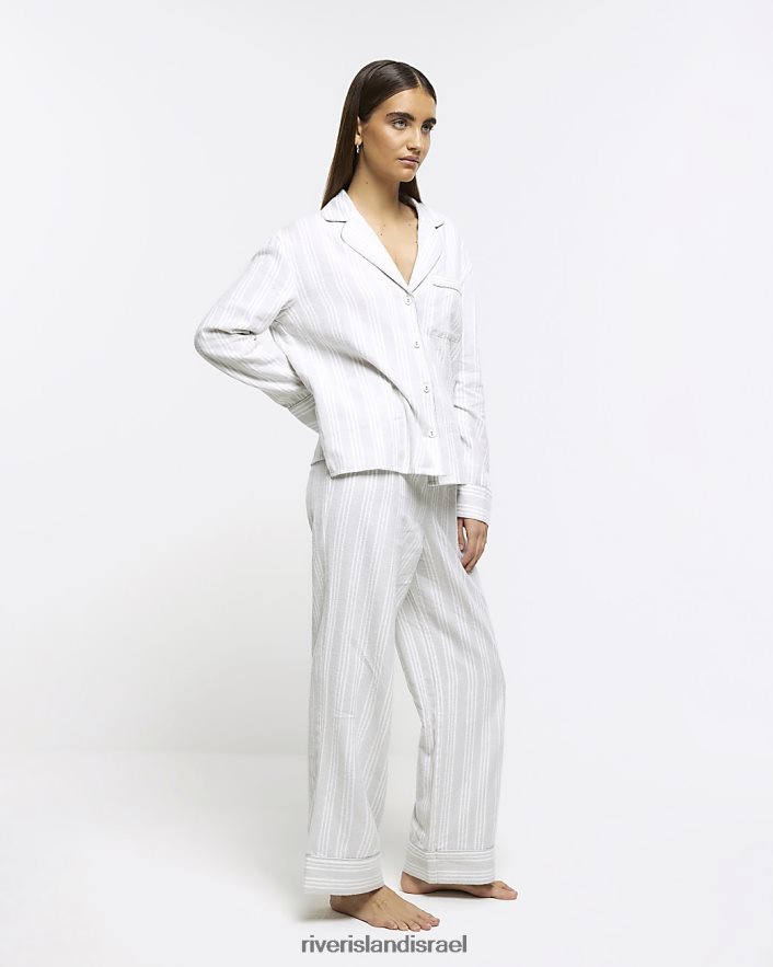 לבוש River Island חולצת פיג'מה פסים אפור נשים BDZ4083978