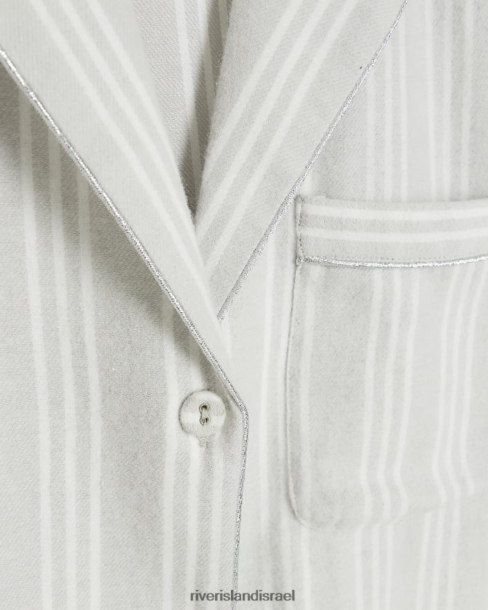 לבוש River Island חולצת פיג'מה פסים אפור נשים BDZ4083978