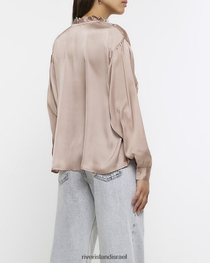 לבוש River Island חולצה רקומה מסאטן וָרוֹד נשים BDZ4083980