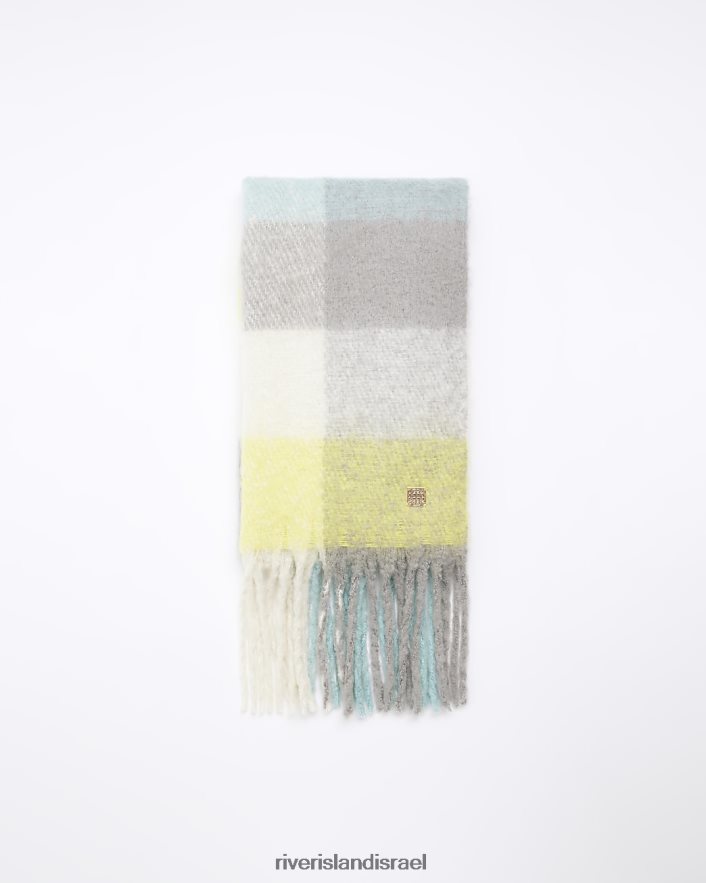 אביזרים River Island צעיף צ'ק במשקל כבד צהוב נשים BDZ4083990