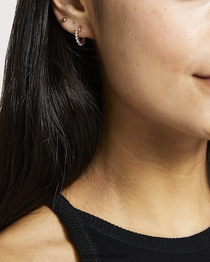 אביזרים River Island עגילי יהלומים צמודים וחישוק כסף נשים BDZ4083993