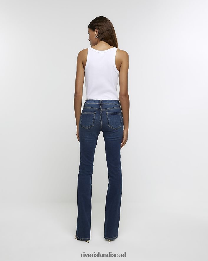 לבוש River Island מכנסי ג'ינס מעוטרים בגזרה גבוהה כְּחוֹל נשים BDZ4083996
