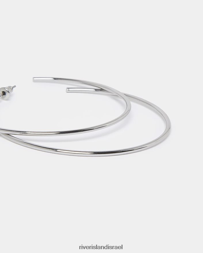 אביזרים River Island עגילי חישוק דקים כסף נשים BDZ4083999