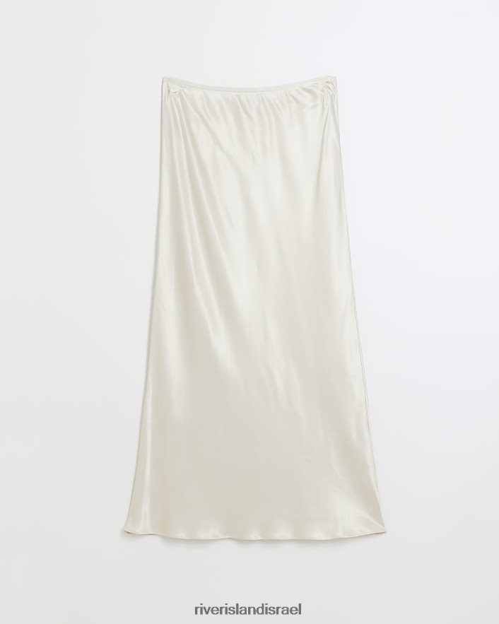 לבוש River Island חצאית מקסי סאטן קרם נשים BDZ40839