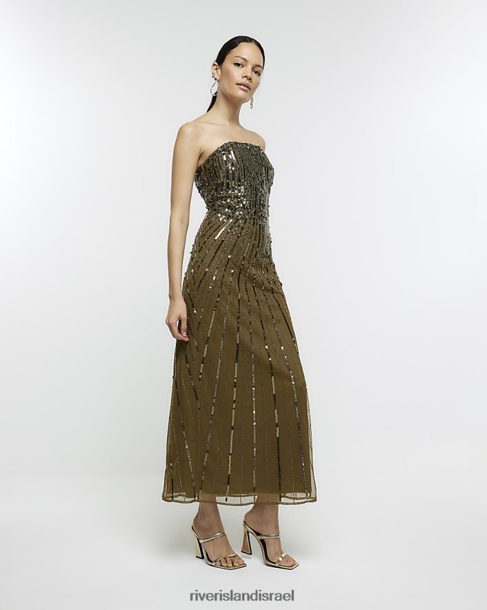 לבוש River Island שמלת מידי בנדפא נצנצים חָקִי נשים BDZ408400