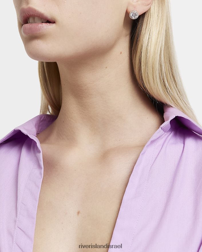 אביזרים River Island עגילי יהלומים צמודים כסף נשים BDZ4084001