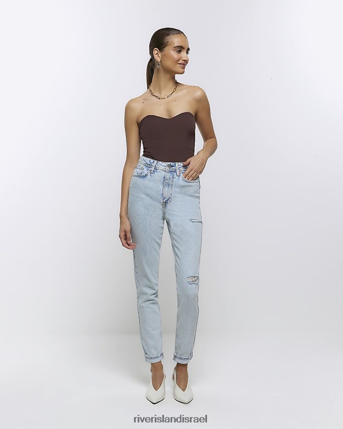 לבוש River Island ג'ינס אמא מחטב עם מותן גבוה כְּחוֹל נשים BDZ4084006