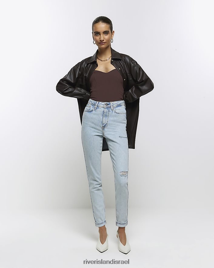 לבוש River Island ג'ינס אמא מחטב עם מותן גבוה כְּחוֹל נשים BDZ4084006