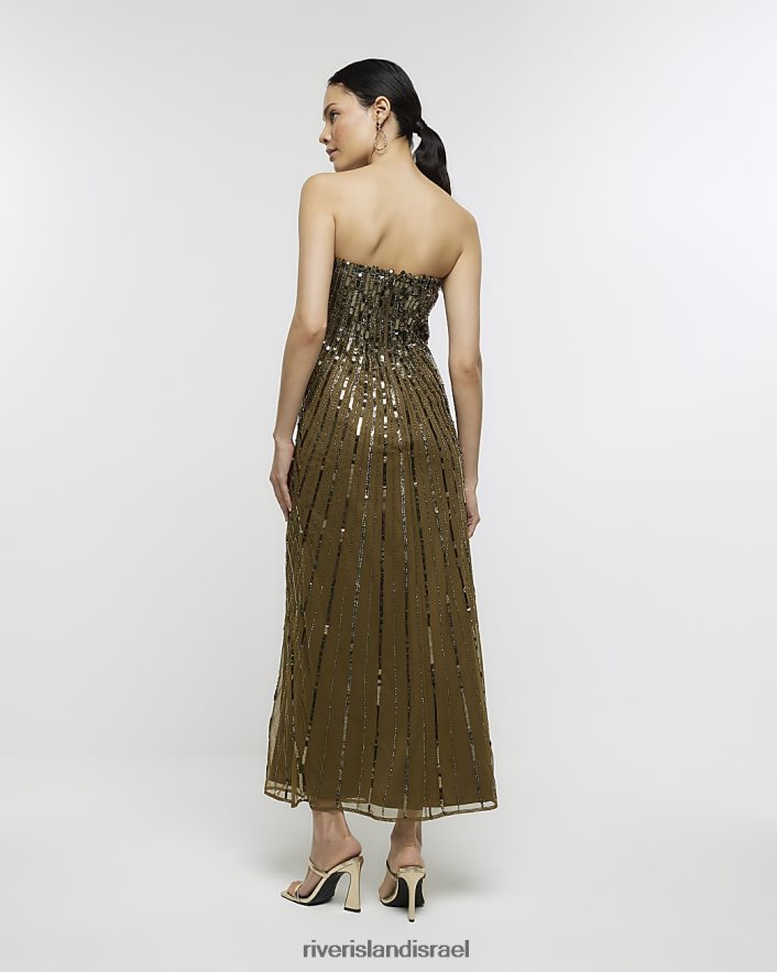 לבוש River Island שמלת מידי בנדפא נצנצים חָקִי נשים BDZ408400