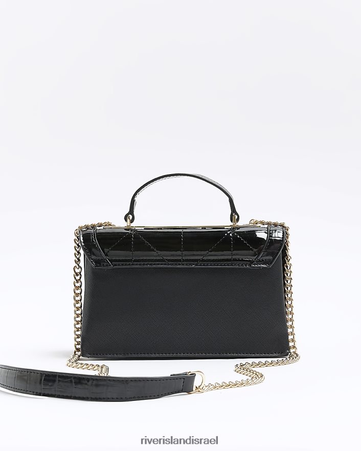 אביזרים River Island תיק צלב גוף של שרשרת פטנט שָׁחוֹר נשים BDZ4084014