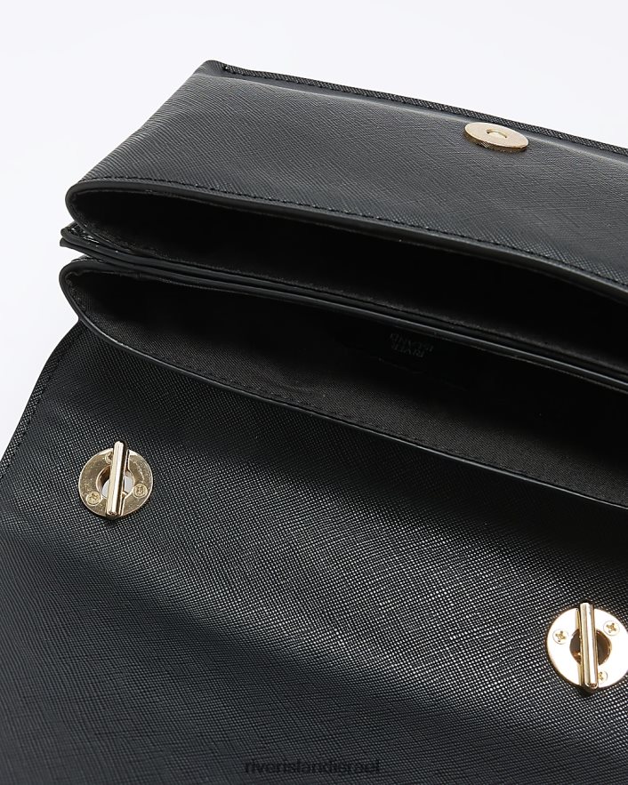 אביזרים River Island תיק צלב גוף של שרשרת פטנט שָׁחוֹר נשים BDZ4084014