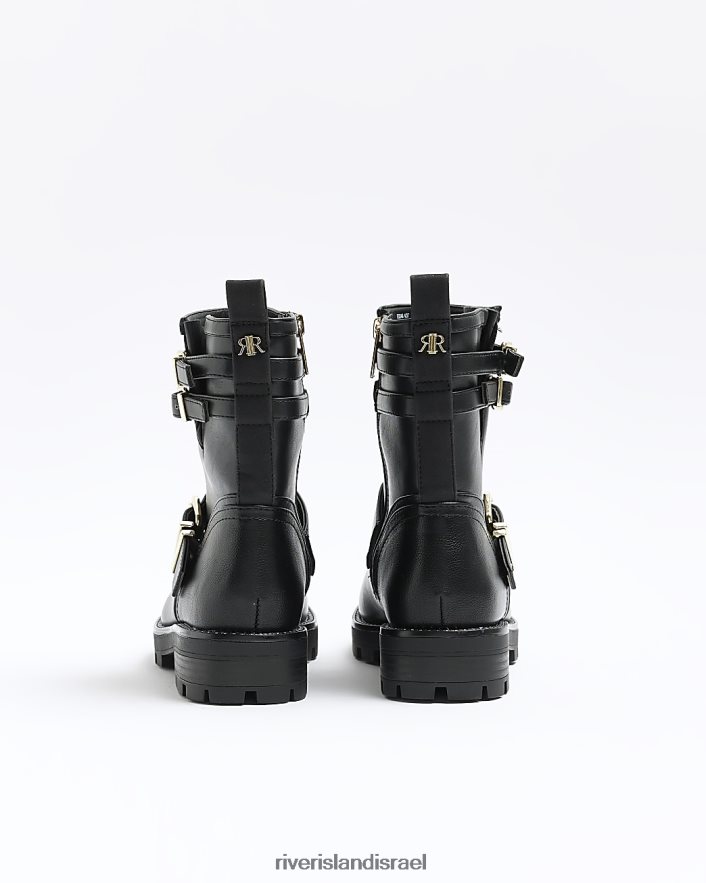 הַנעָלָה River Island מגפי אופנוענים עם אבזם שָׁחוֹר נשים BDZ408401