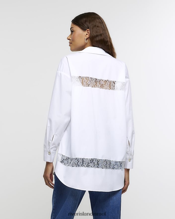 לבוש River Island חולצת תחרה לבן נשים BDZ4084020