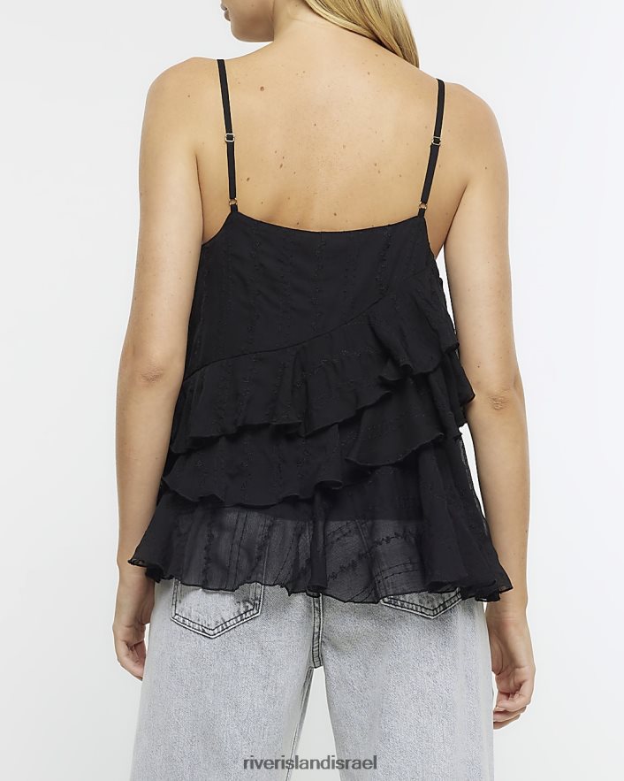 לבוש River Island טופ קמי עם פרט פייטים שָׁחוֹר נשים BDZ4084021