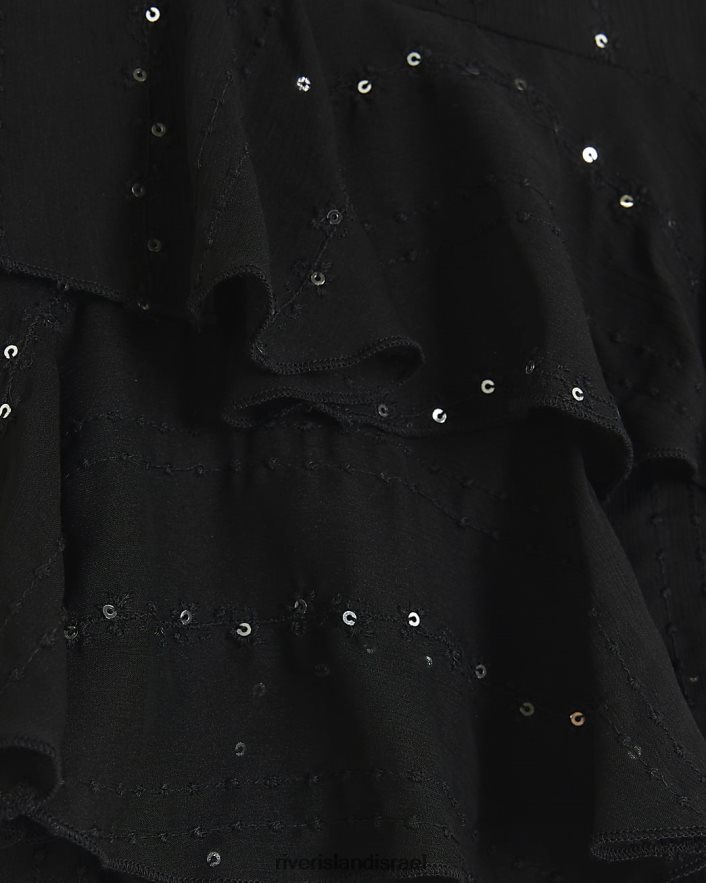 לבוש River Island טופ קמי עם פרט פייטים שָׁחוֹר נשים BDZ4084021