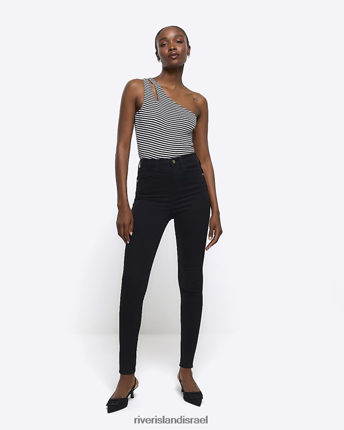 לבוש River Island ג'ינס סקיני בגזרה גבוהה שָׁחוֹר נשים BDZ4084022