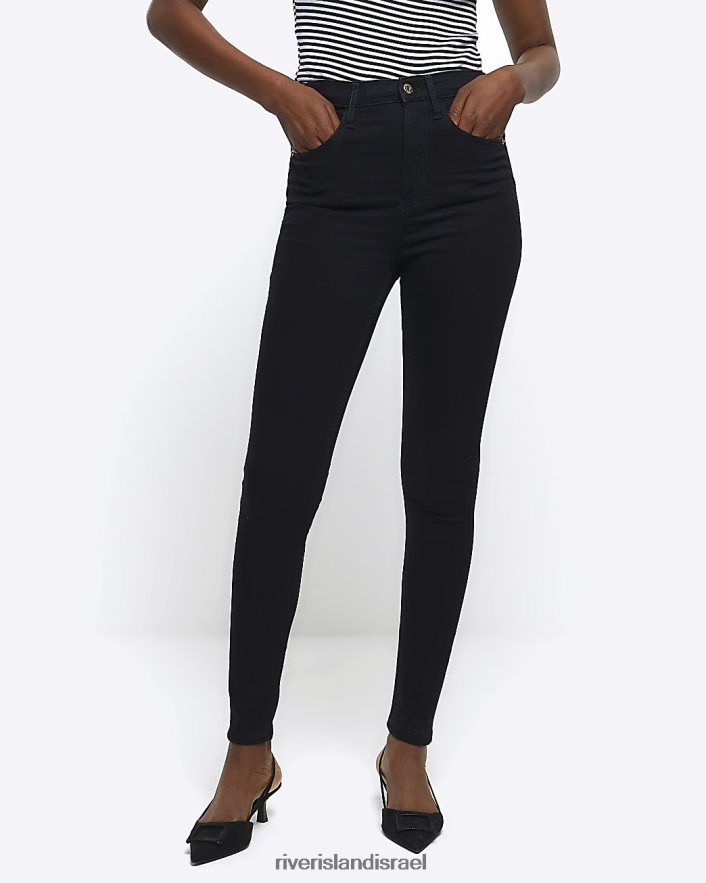 לבוש River Island ג'ינס סקיני בגזרה גבוהה שָׁחוֹר נשים BDZ4084022