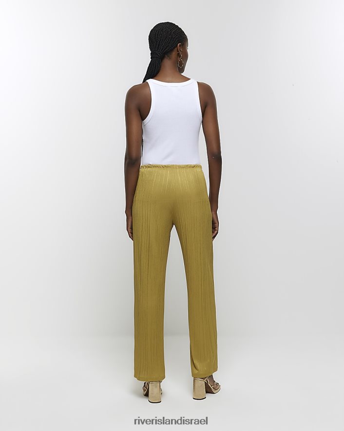 לבוש River Island מכנסיים רחבים לרגליים ירוק נשים BDZ4084032