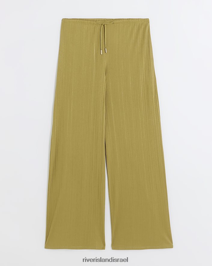 לבוש River Island מכנסיים רחבים לרגליים ירוק נשים BDZ4084032