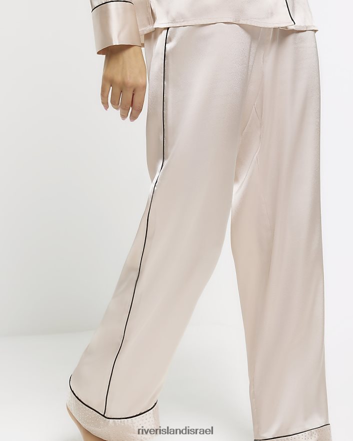 לבוש River Island מכנסי פיג'מה מעוטרים בסאטן וָרוֹד נשים BDZ4084033