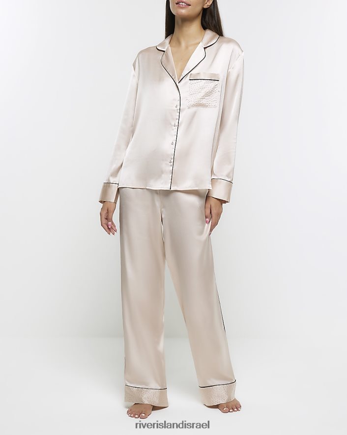לבוש River Island חולצת פיג'מה מעוטרת סאטן וָרוֹד נשים BDZ4084034