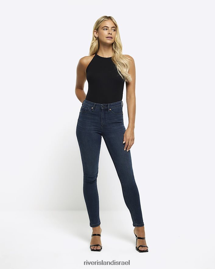 לבוש River Island ג'ינס סקיני בגזרה בינונית עלייה כְּחוֹל נשים BDZ4084035