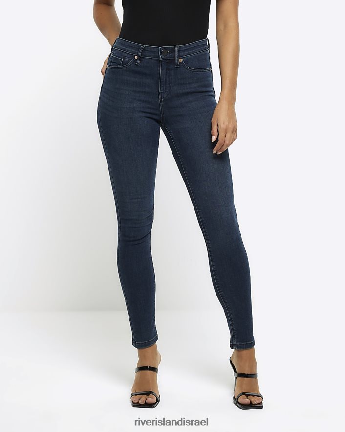 לבוש River Island ג'ינס סקיני בגזרה בינונית עלייה כְּחוֹל נשים BDZ4084035