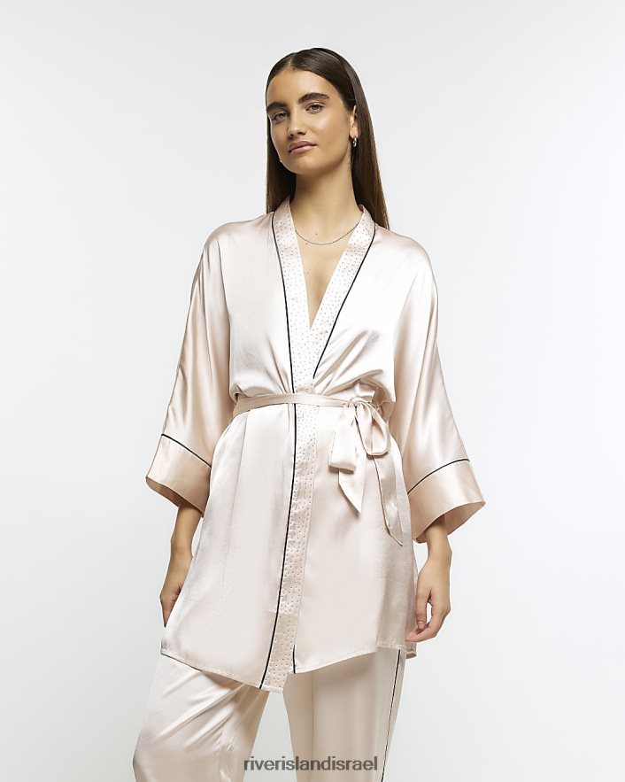 לבוש River Island חלוק קימונו מעוטר סאטן וָרוֹד נשים BDZ4084043