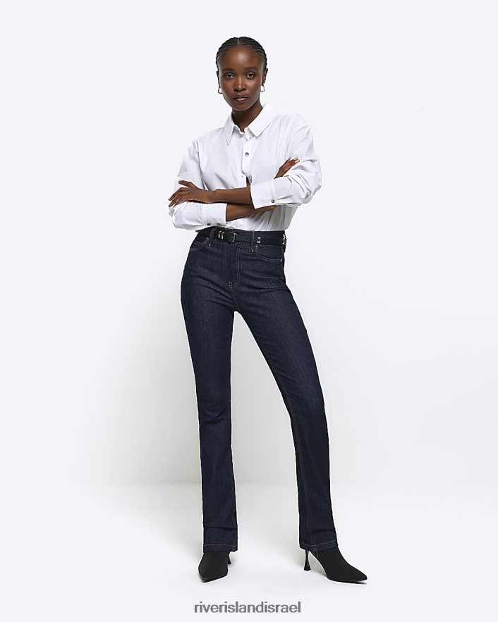 לבוש River Island ג'ינס בגזרה גבוהה כְּחוֹל נשים BDZ4084048