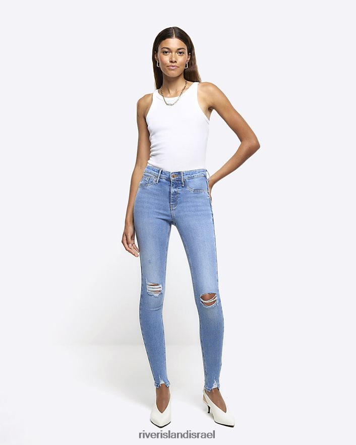 לבוש River Island אניג'ינג מפוסלים באמצע עלייה כְּחוֹל נשים BDZ4084053