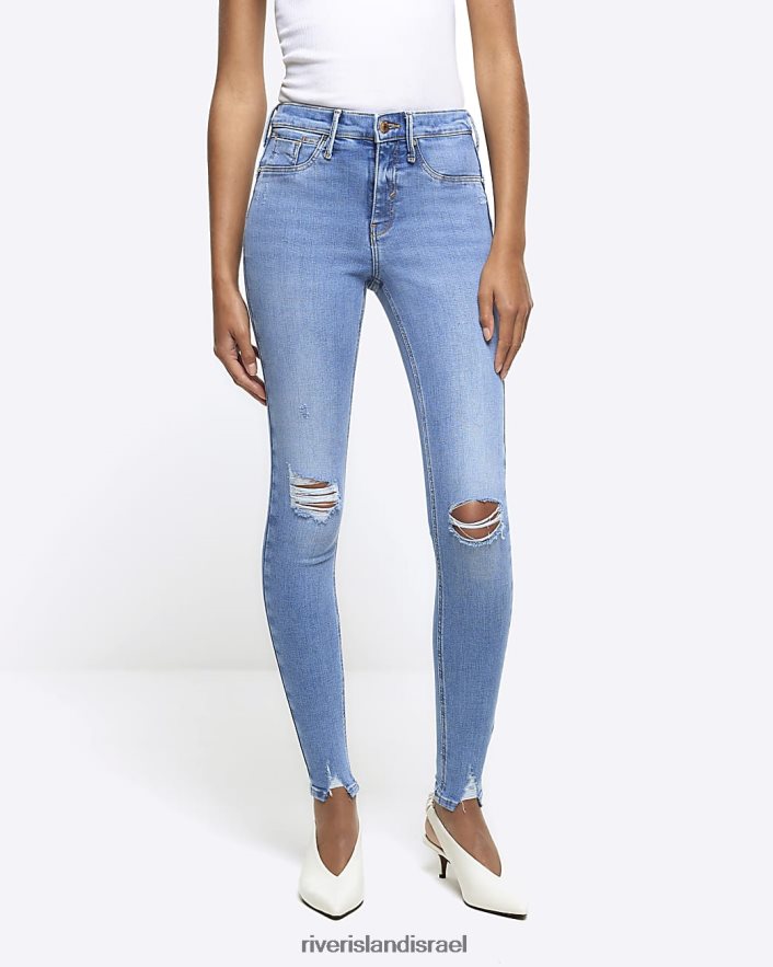 לבוש River Island אניג'ינג מפוסלים באמצע עלייה כְּחוֹל נשים BDZ4084053