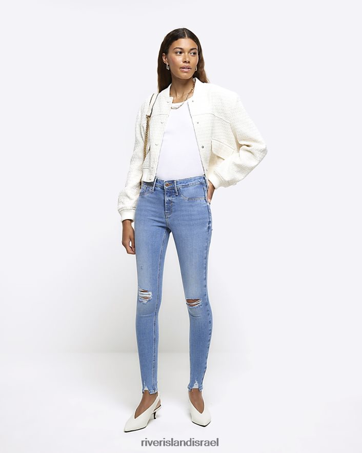 לבוש River Island אניג'ינג מפוסלים באמצע עלייה כְּחוֹל נשים BDZ4084053