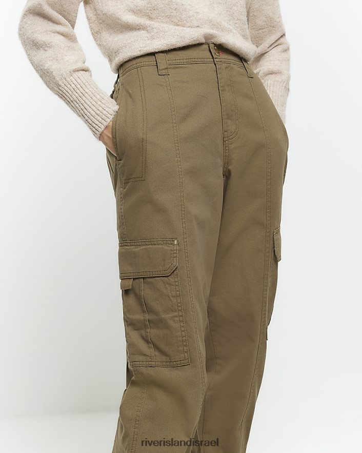 לבוש River Island מכנסי מטען עם חפת אריג חָקִי נשים BDZ4084054
