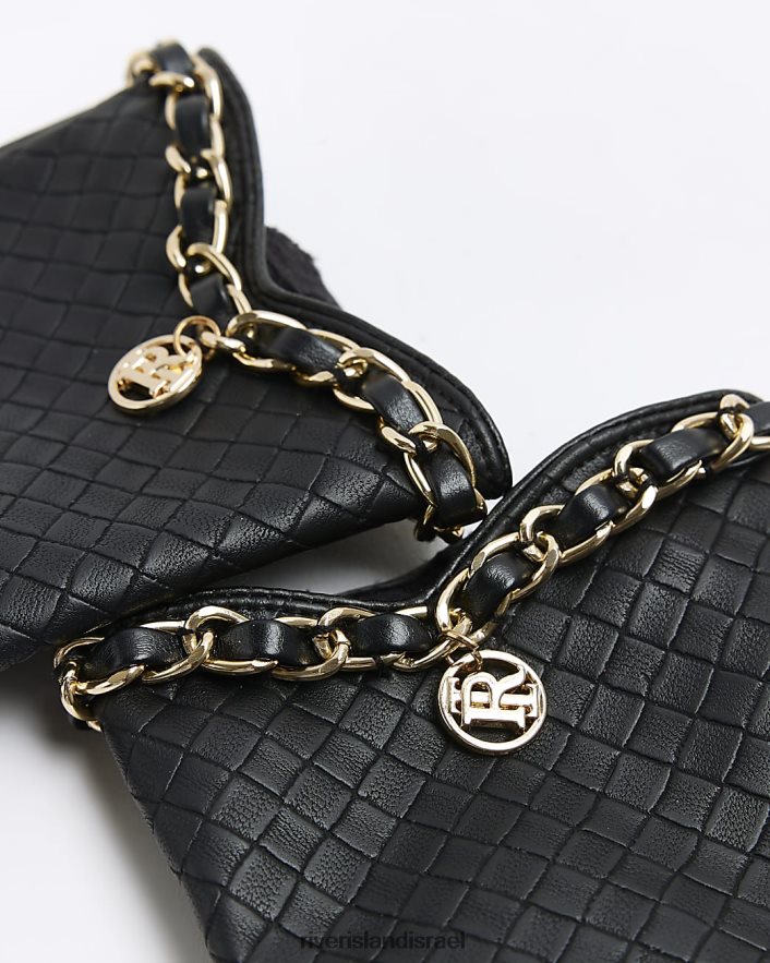 אביזרים River Island כפפות עור מלאכותיות עם פרטי שרשרת שָׁחוֹר נשים BDZ4084057