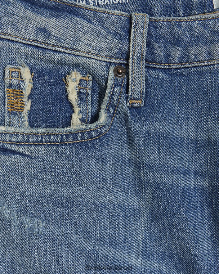 לבוש River Island ג'ינס קרוע בגזרה גבוהה כְּחוֹל נשים BDZ4084059