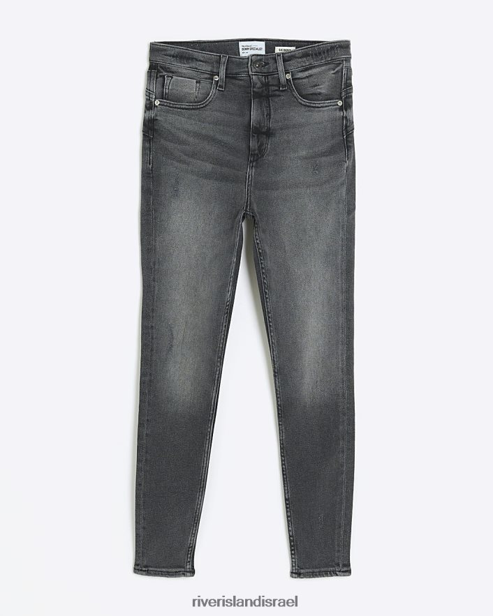 לבוש River Island ג'ינס סקיני מחוטב בגזרה גבוהה שָׁחוֹר נשים BDZ4084070