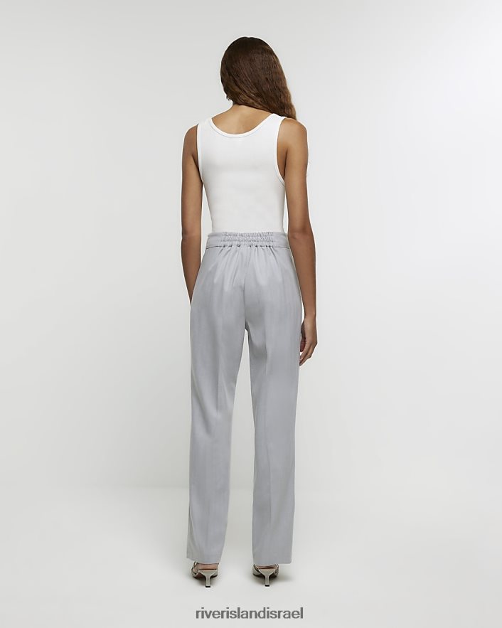 לבוש River Island מכנס רגליים ישרות אפור נשים BDZ4084071