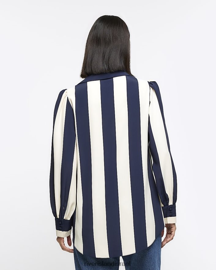 לבוש River Island חולצת מעטפת פסים חיל הים נשים BDZ4084073