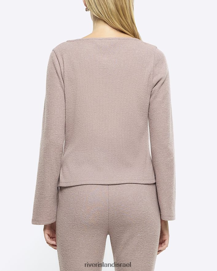 לבוש River Island חלק עליון צלעות מוברשת אֶבֶן נשים BDZ4084078